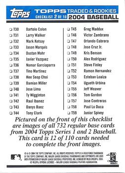 2004 Topps Traded & Rookies - Checklists Puzzle Blue Backs #12 Checklist 2 of 10 Back