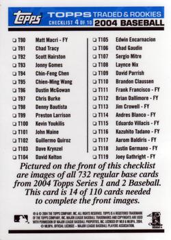 2004 Topps Traded & Rookies - Checklists Puzzle Blue Backs #14 Checklist 4 of 10 Back