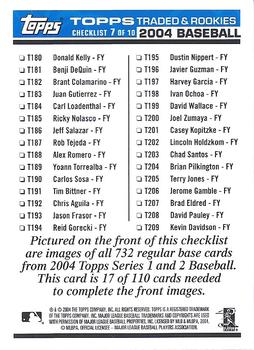 2004 Topps Traded & Rookies - Checklists Puzzle Blue Backs #17 Checklist 7 of 10 Back