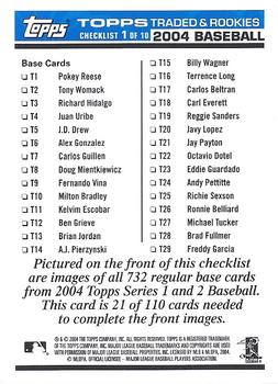 2004 Topps Traded & Rookies - Checklists Puzzle Blue Backs #21 Checklist 1 of 10 Back