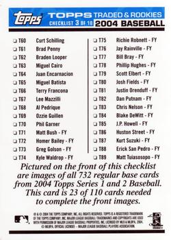 2004 Topps Traded & Rookies - Checklists Puzzle Blue Backs #23 Checklist 3 of 10 Back