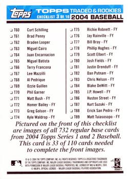 2004 Topps Traded & Rookies - Checklists Puzzle Blue Backs #33 Checklist 3 of 10 Back