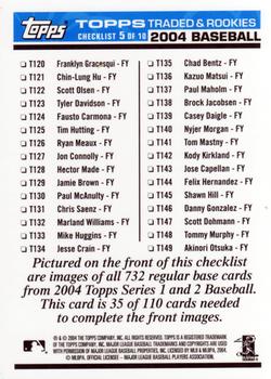 2004 Topps Traded & Rookies - Checklists Puzzle Blue Backs #35 Checklist 5 of 10 Back