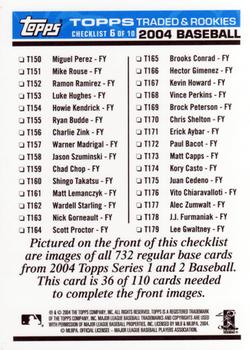 2004 Topps Traded & Rookies - Checklists Puzzle Blue Backs #36 Checklist 6 of 10 Back