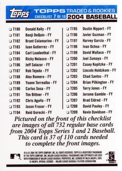 2004 Topps Traded & Rookies - Checklists Puzzle Blue Backs #37 Checklist 7 of 10 Back