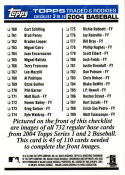 2004 Topps Traded & Rookies - Checklists Puzzle Blue Backs #43 Checklist 3 of 10 Back