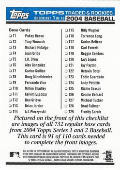 2004 Topps Traded & Rookies - Checklists Puzzle Blue Backs #91 Checklist 1 of 10 Back