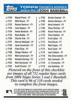 2004 Topps Traded & Rookies - Checklists Puzzle Blue Backs #96 Checklist 6 of 10 Back