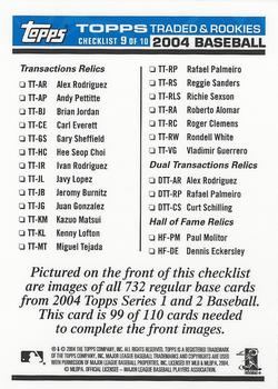 2004 Topps Traded & Rookies - Checklists Puzzle Blue Backs #99 Checklist 9 of 10 Back