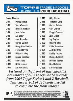 2004 Topps Traded & Rookies - Checklists Puzzle Blue Backs #101 Checklist 1 of 10 Back