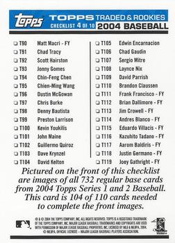 2004 Topps Traded & Rookies - Checklists Puzzle Blue Backs #104 Checklist 4 of 10 Back