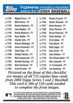 2004 Topps Traded & Rookies - Checklists Puzzle Blue Backs #106 Checklist 6 of 10 Back