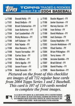 2004 Topps Traded & Rookies - Checklists Puzzle Blue Backs #107 Checklist 7 of 10 Back