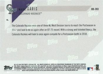 2018 Topps Now Road to Opening Day Colorado Rockies #OD-393 Wade Davis Back