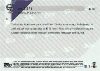 2018 Topps Now Road to Opening Day Colorado Rockies #OD-401 Jon Gray Back
