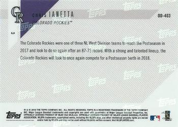 2018 Topps Now Road to Opening Day Colorado Rockies #OD-403 Chris Iannetta Back