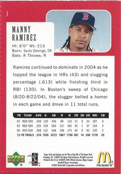 2005 Upper Deck McDonald's Boston Red Sox 2004 World Champions #1 Manny Ramirez Back