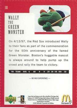2005 Upper Deck McDonald's Boston Red Sox 2004 World Champions #18 Wally the Green Monster Back