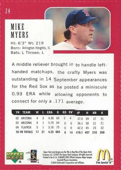 2005 Upper Deck McDonald's Boston Red Sox 2004 World Champions #24 Mike Myers Back