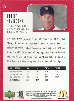 2005 Upper Deck McDonald's Boston Red Sox 2004 World Champions #27 Terry Francona Back