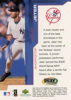 2001 Upper Deck Collectibles MLB PlayMakers #3 Derek Jeter Back