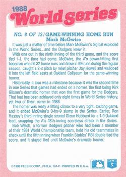 1989 Fleer - World Series Glossy #8 Game-Winning Home Run Back