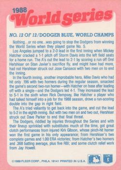 1989 Fleer - World Series Glossy #12 Dodger Blue, World Champs Back
