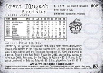 2013 Choice West Michigan Whitecaps 20th Season #05 Brent Dlugach Back