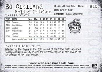2013 Choice West Michigan Whitecaps 20th Season #15 Ed Clelland Back