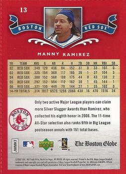 2007 Upper Deck Boston Globe Red Sox #13 Manny Ramirez Back