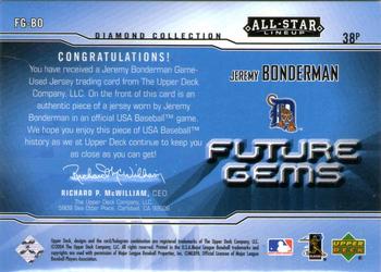 2004 Upper Deck Diamond Collection All-Star Lineup - Future Gems Jersey #FG-BO Jeremy Bonderman Back