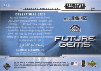 2004 Upper Deck Diamond Collection All-Star Lineup - Future Gems Jersey #FG-JJ Jason Jennings Back