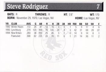 1995 Pawtucket Red Sox #7 Steve Rodriguez Back