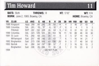 1995 Pawtucket Red Sox #11 Tim Howard Back