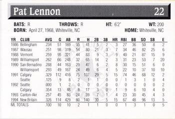 1995 Pawtucket Red Sox #22 Pat Lennon Back