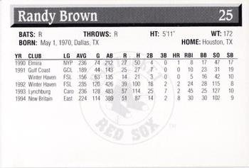 1995 Pawtucket Red Sox #25 Randy Brown Back