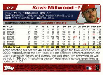 2004 Topps Opening Day #27 Kevin Millwood Back