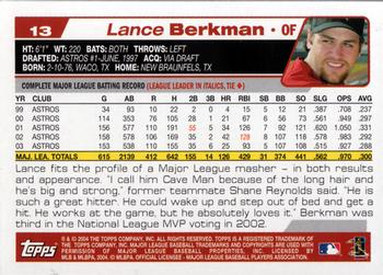 2004 Topps Opening Day #13 Lance Berkman Back