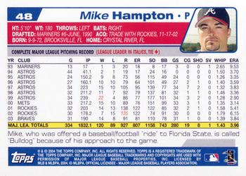 2004 Topps Opening Day #48 Mike Hampton Back