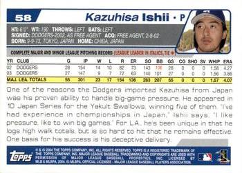 2004 Topps Opening Day #58 Kazuhisa Ishii Back