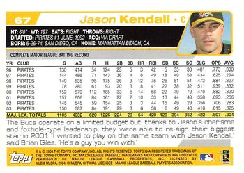 2004 Topps Opening Day #67 Jason Kendall Back