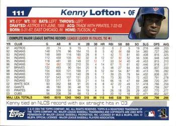 2004 Topps Opening Day #111 Kenny Lofton Back