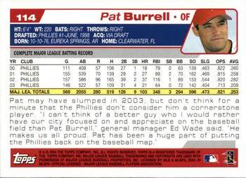 2004 Topps Opening Day #114 Pat Burrell Back