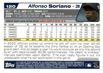 2004 Topps Opening Day #120 Alfonso Soriano Back