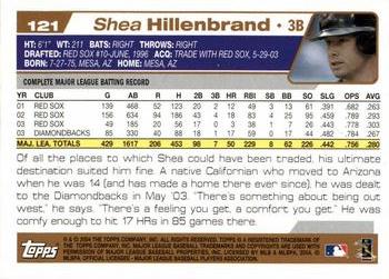 2004 Topps Opening Day #121 Shea Hillenbrand Back