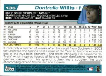 2004 Topps Opening Day #135 Dontrelle Willis Back