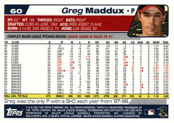 2004 Topps Opening Day #60 Greg Maddux Back