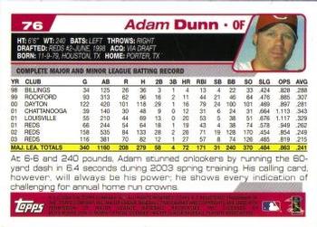 2004 Topps Opening Day #76 Adam Dunn Back