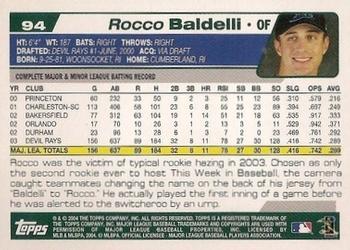 2004 Topps Opening Day #94 Rocco Baldelli Back