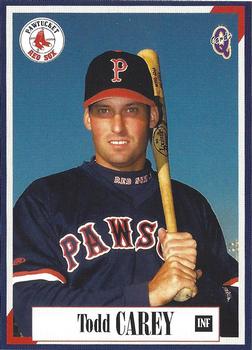 1998 Blueline Q-Cards Pawtucket Red Sox #9 Todd Carey Front